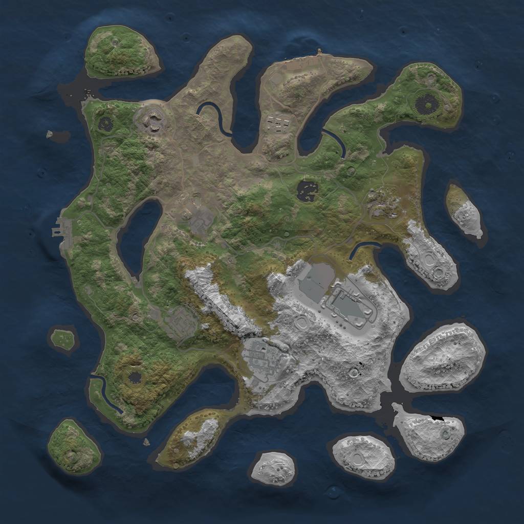 Rust Map: Procedural Map, Size: 3600, Seed: 527743314, 15 Monuments