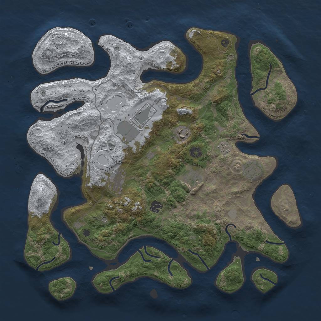 Rust Map: Procedural Map, Size: 4000, Seed: 5051, 14 Monuments