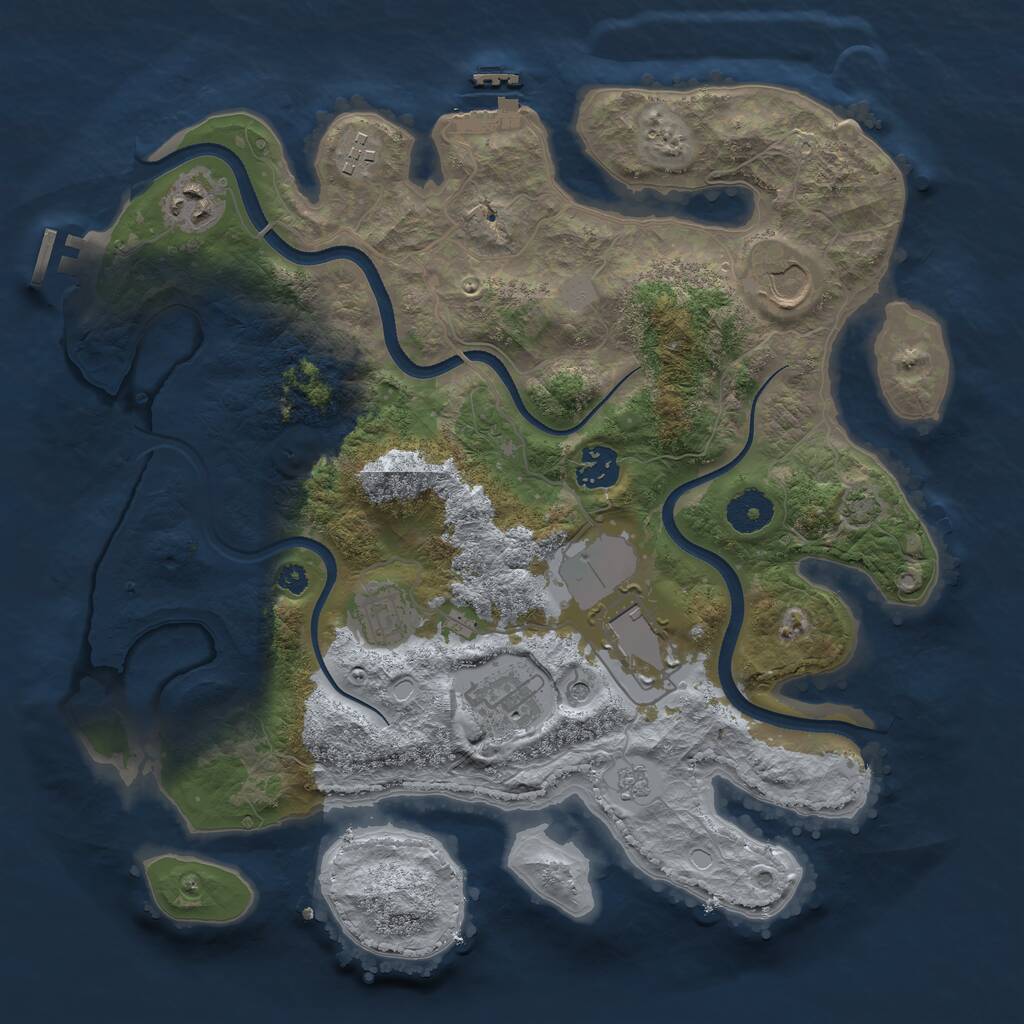 Rust Map: Procedural Map, Size: 3500, Seed: 42689, 13 Monuments