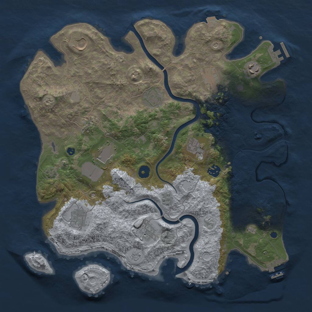 Rust Map: Procedural Map, Size: 3850, Seed: 335122793, 17 Monuments