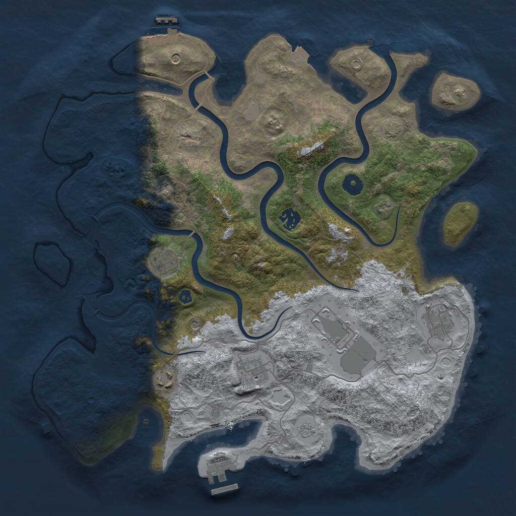 Rust Map: Procedural Map, Size: 3800, Seed: 43518, 13 Monuments