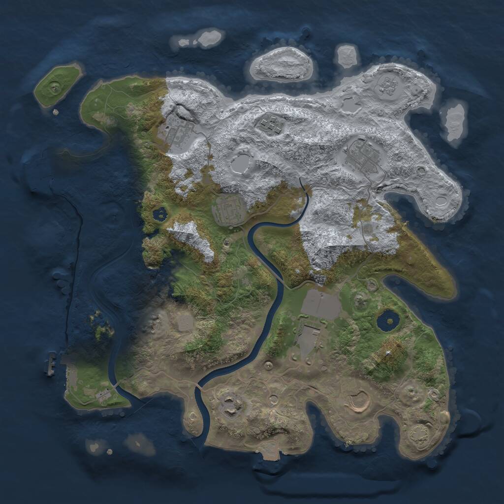 Rust Map: Procedural Map, Size: 3500, Seed: 717190841, 13 Monuments