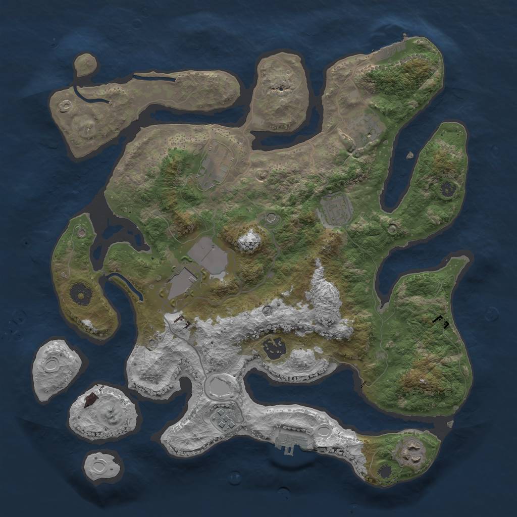 Rust Map: Procedural Map, Size: 3500, Seed: 344312600, 15 Monuments