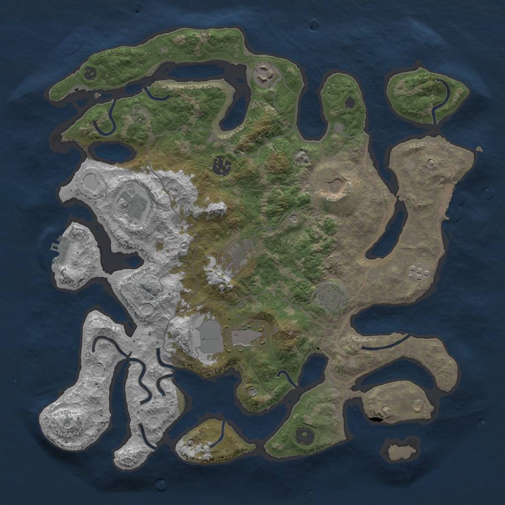 Rust Map: Procedural Map, Size: 4000, Seed: 400013, 16 Monuments