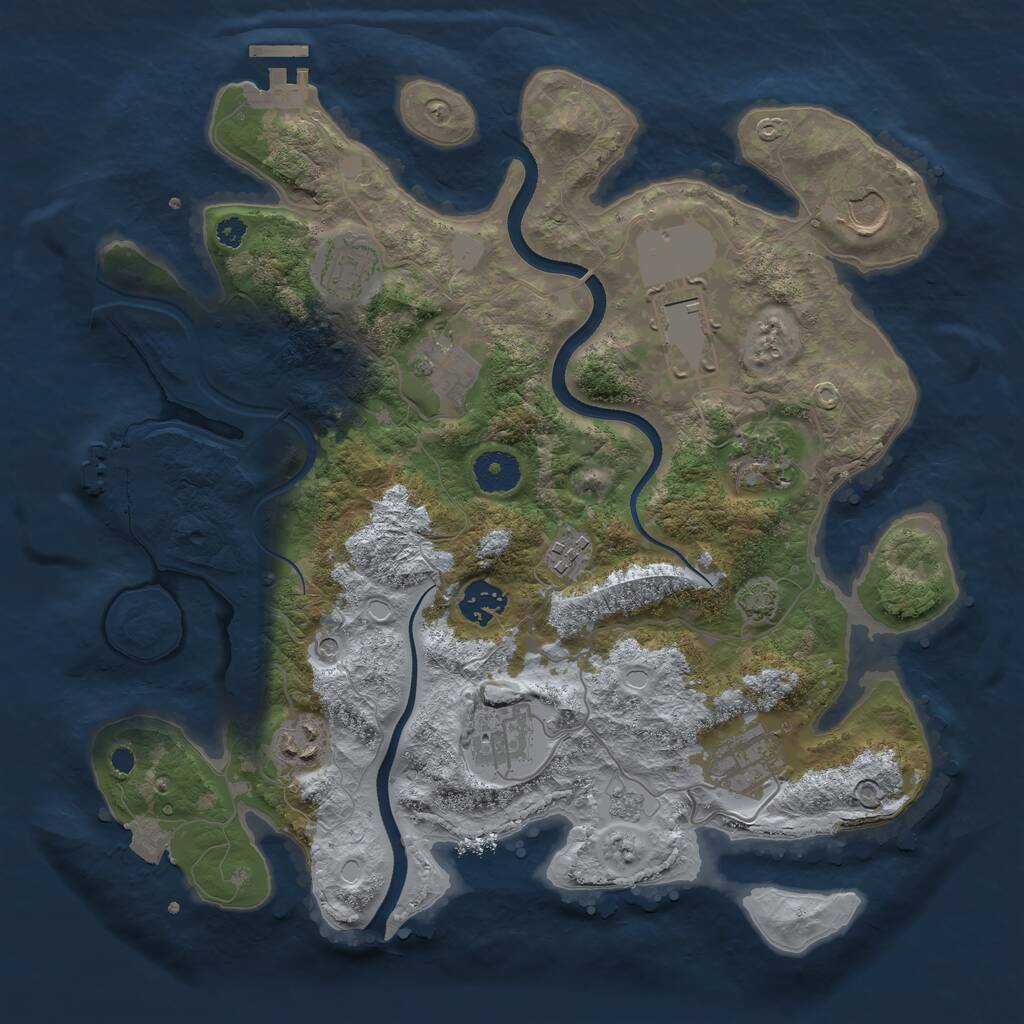 Rust Map: Procedural Map, Size: 3500, Seed: 1689770651, 16 Monuments