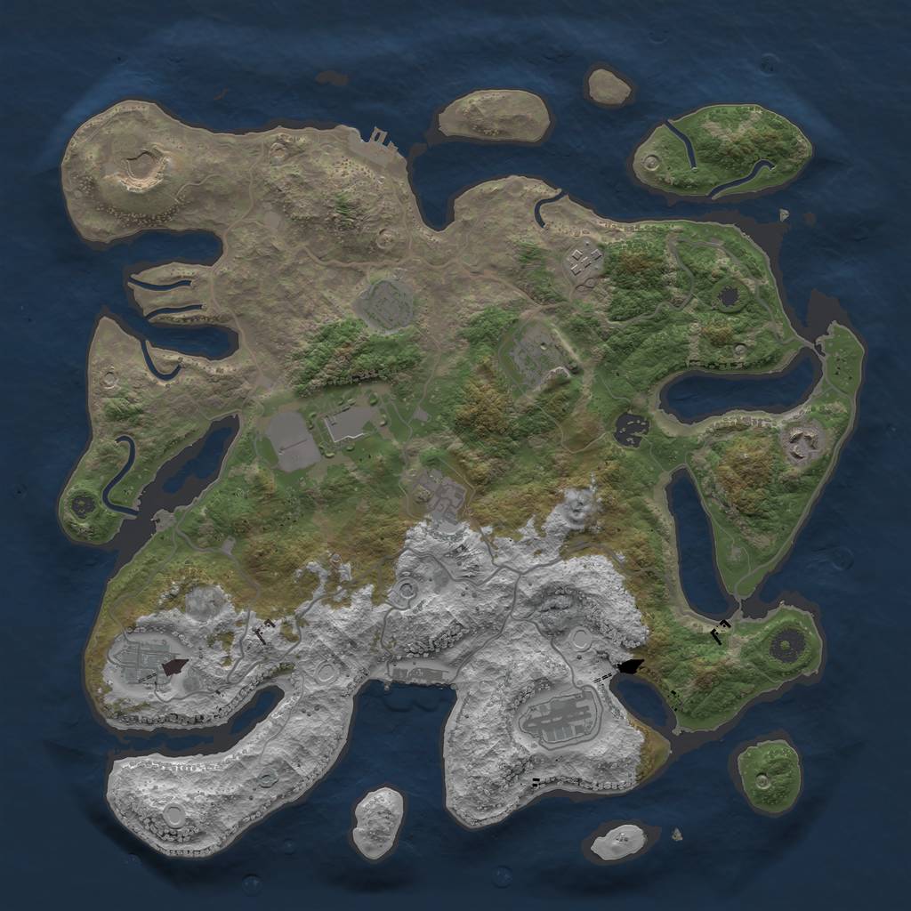 Rust Map: Procedural Map, Size: 4000, Seed: 1377864801, 18 Monuments