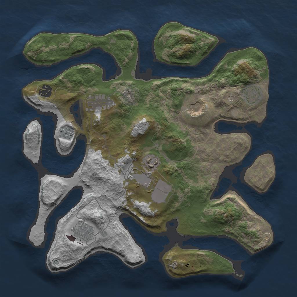 Rust Map: Barren, Size: 3500, Seed: 906, 11 Monuments