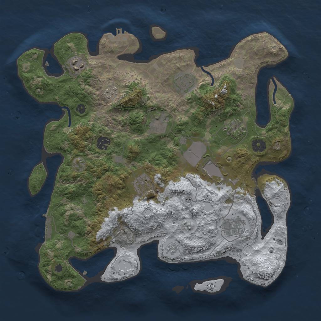 Rust Map: Procedural Map, Size: 3500, Seed: 1060208777, 18 Monuments