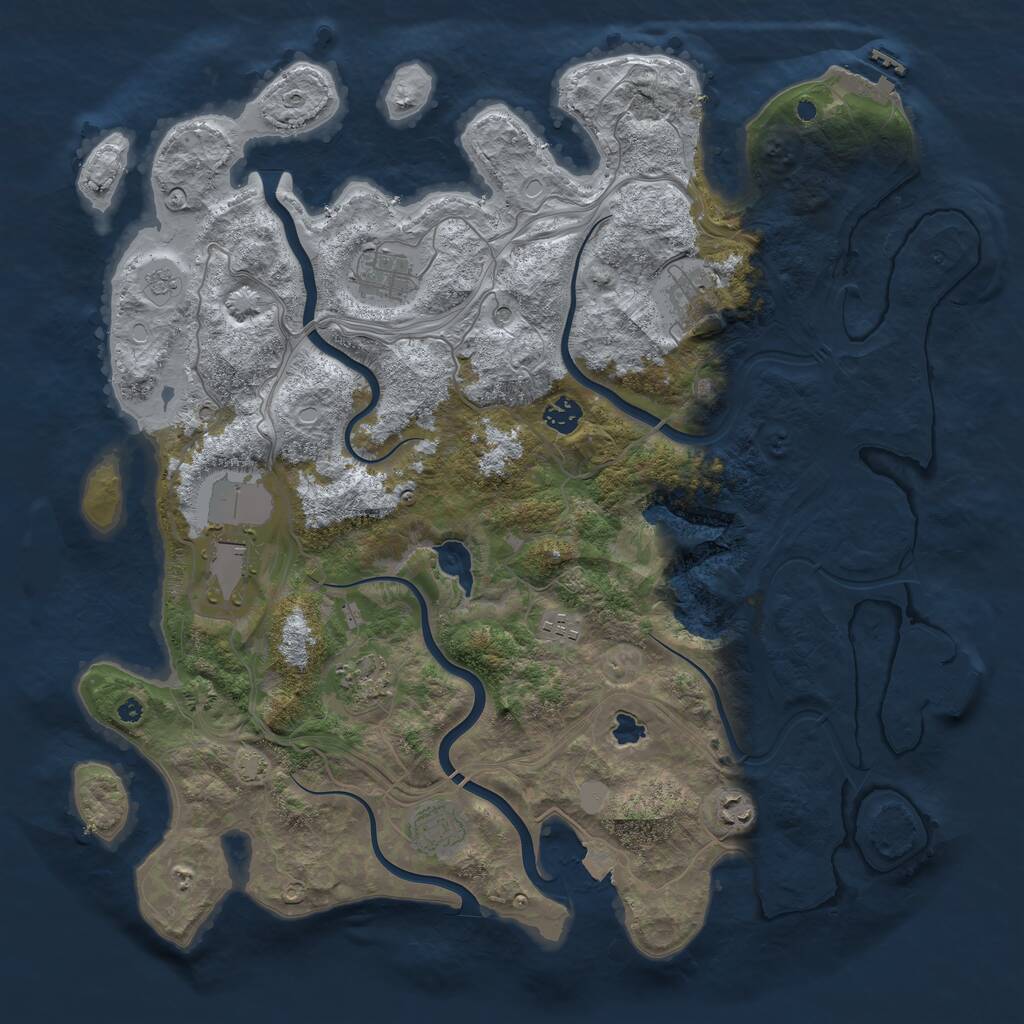 Rust Map: Procedural Map, Size: 4250, Seed: 526972600, 14 Monuments