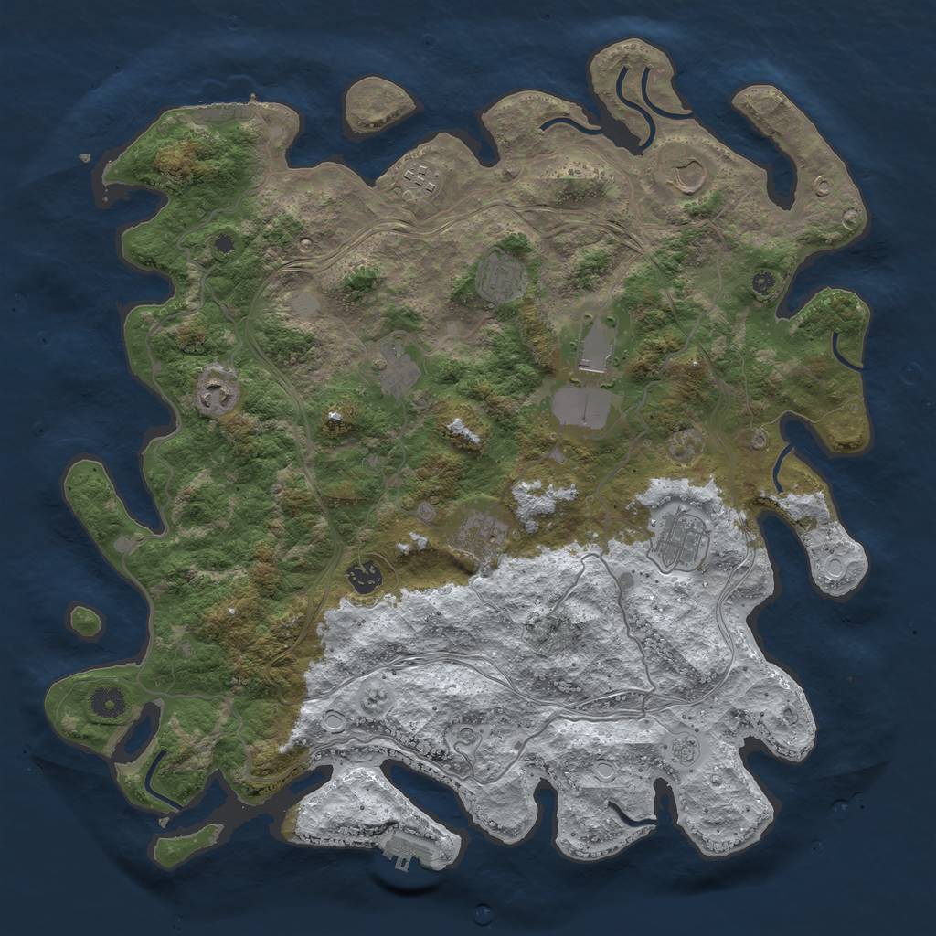 Rust Map: Procedural Map, Size: 4250, Seed: 988605, 18 Monuments