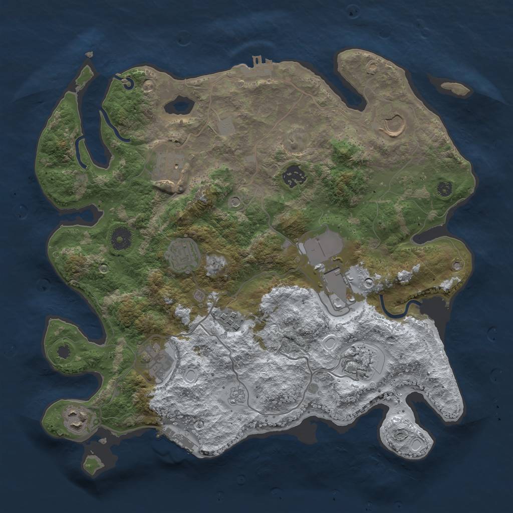 Rust Map: Procedural Map, Size: 3500, Seed: 2659728, 18 Monuments