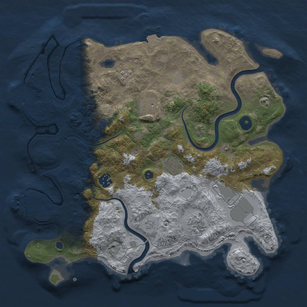 Rust Map: Procedural Map, Size: 3500, Seed: 2659728, 12 Monuments