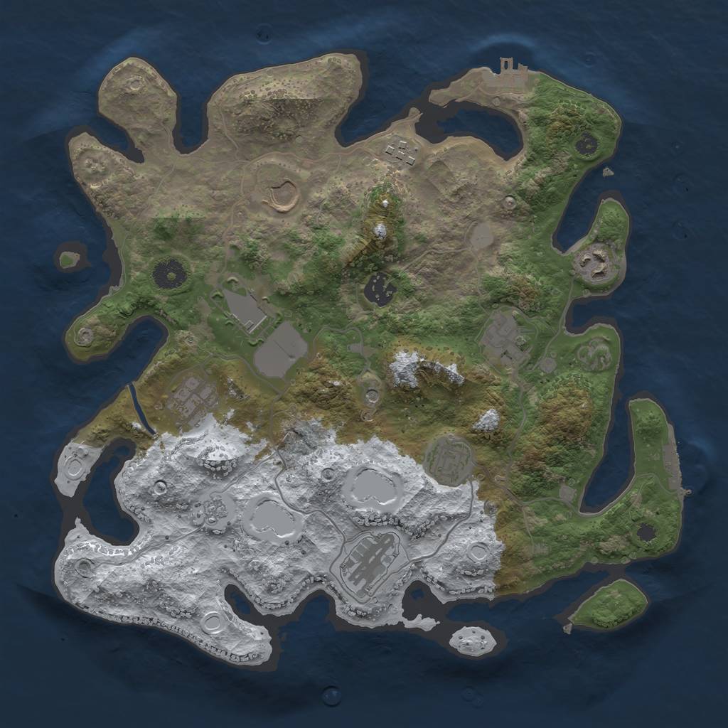 Rust Map: Procedural Map, Size: 3500, Seed: 854, 18 Monuments