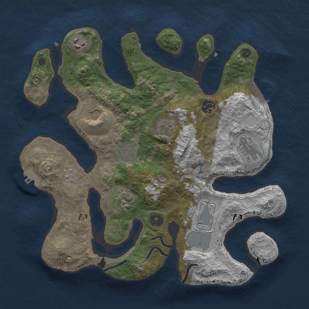 Rust Map: Procedural Map, Size: 3500, Seed: 9232021, 17 Monuments