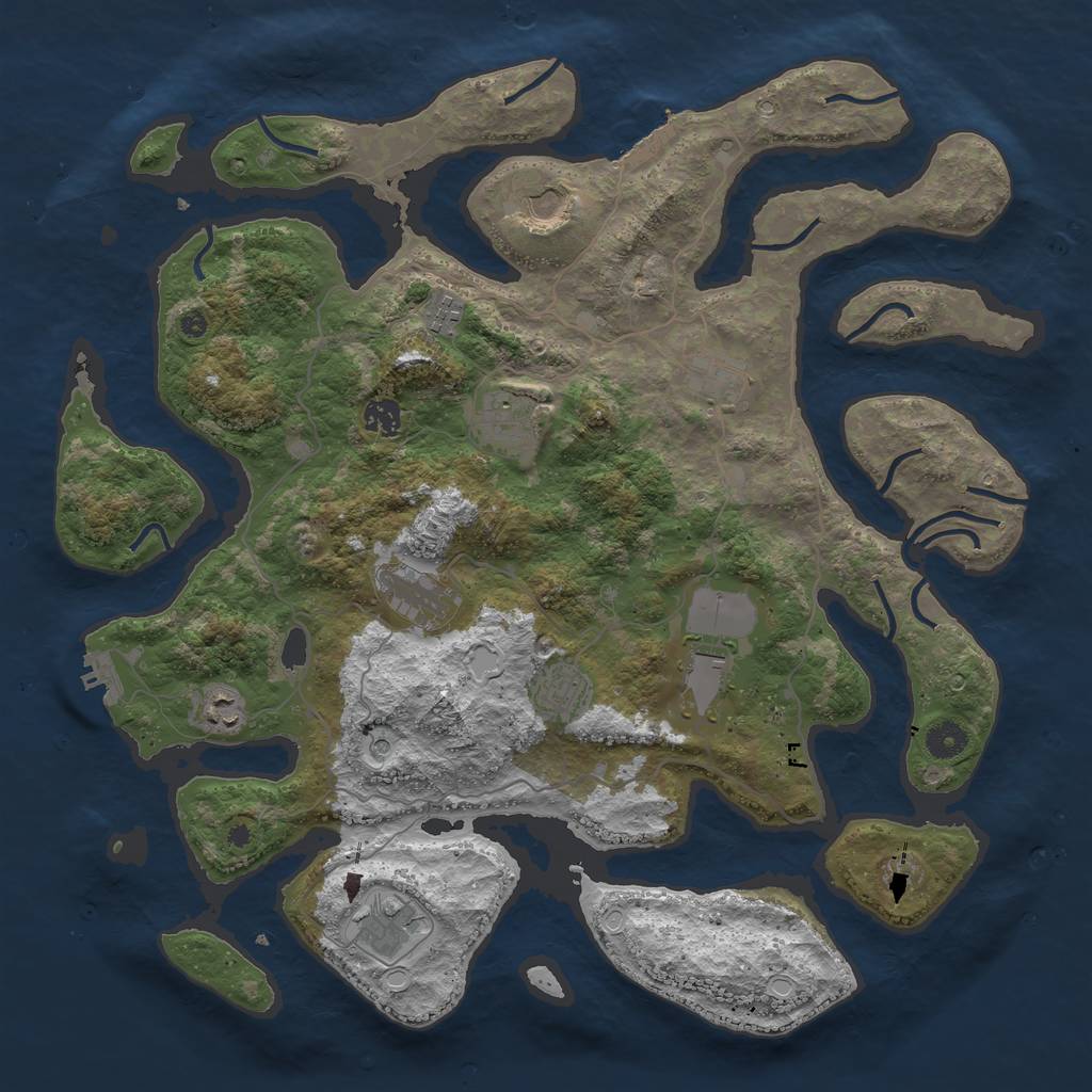 Rust Map: Procedural Map, Size: 4250, Seed: 293436, 18 Monuments