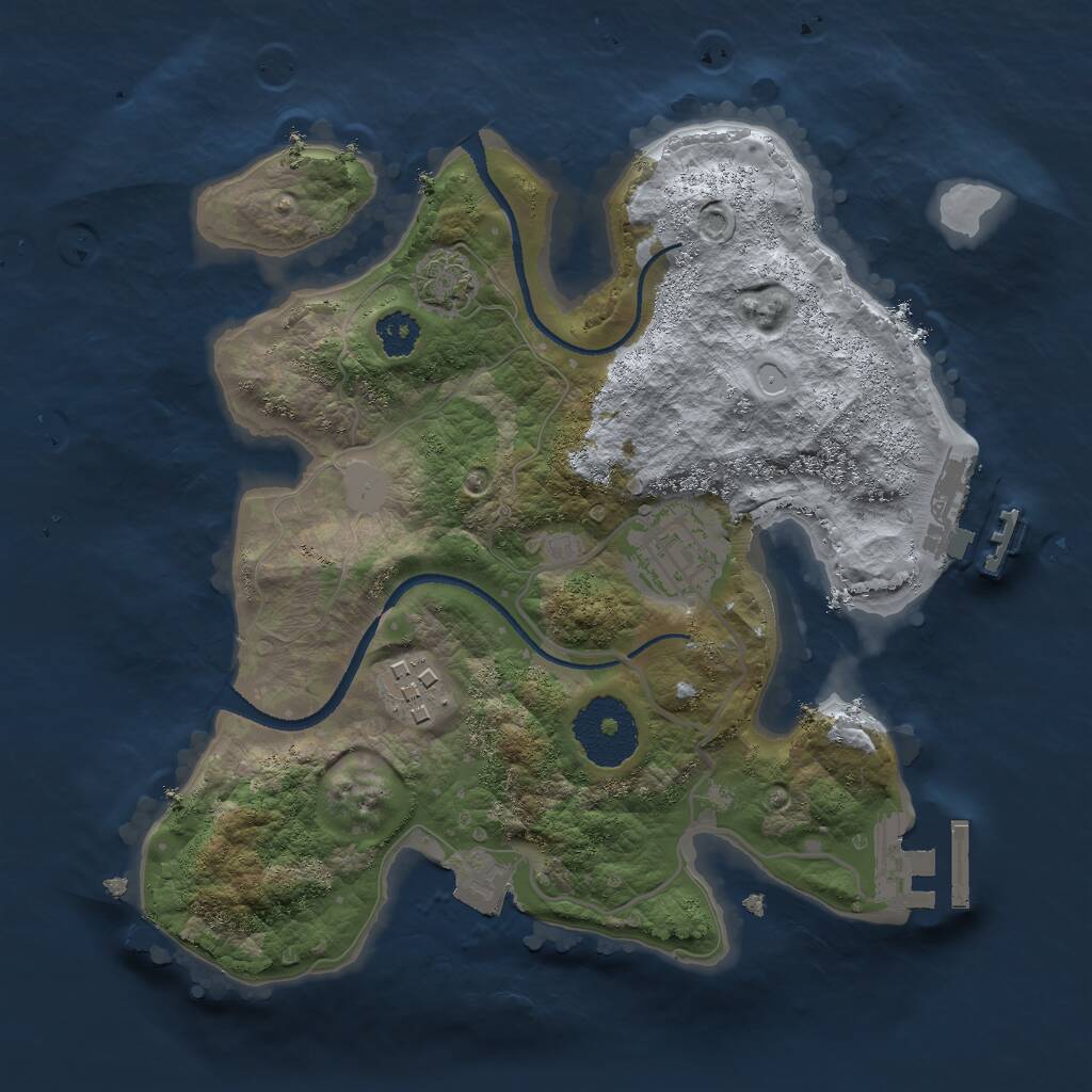Rust Map: Procedural Map, Size: 2500, Seed: 2081987, 6 Monuments
