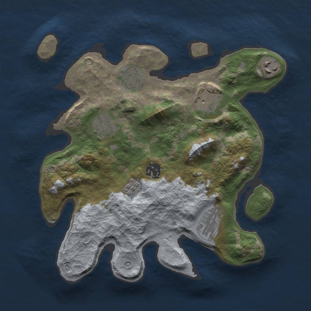 Rust Map: Barren, Size: 3000, Seed: 97, 10 Monuments