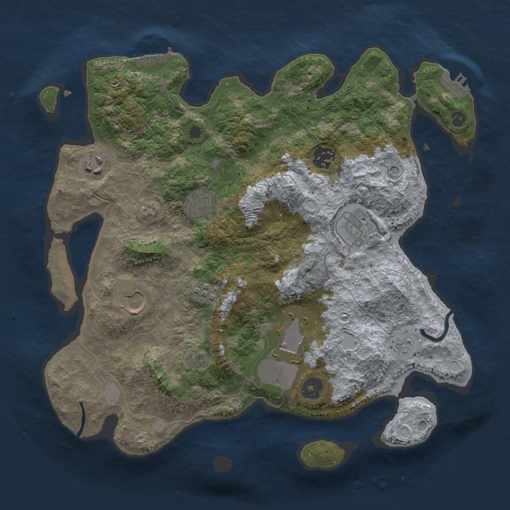 Rust Map: Procedural Map, Size: 3500, Seed: 1026072659, 14 Monuments