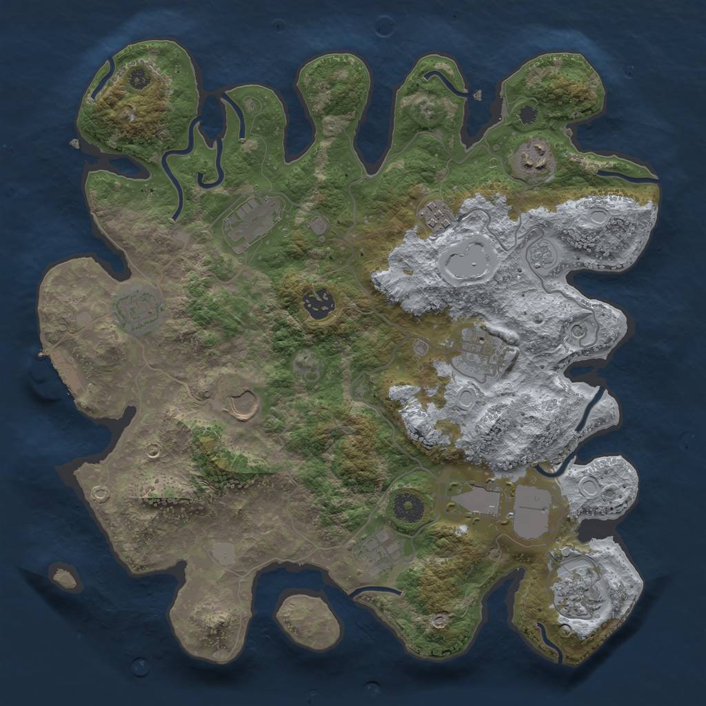 Rust Map: Procedural Map, Size: 3500, Seed: 13829522, 18 Monuments