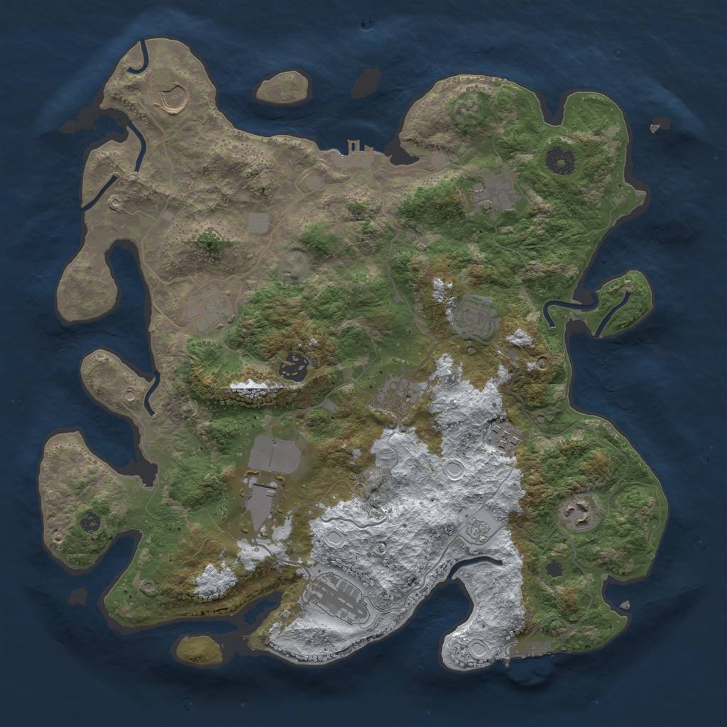 Rust Map: Procedural Map, Size: 3750, Seed: 51013501, 18 Monuments