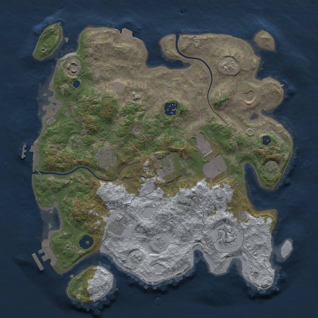 Rust Map: Procedural Map, Size: 3500, Seed: 22815909, 14 Monuments