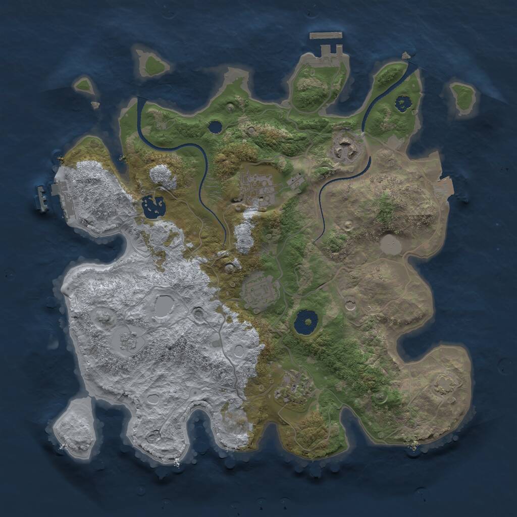 Rust Map: Procedural Map, Size: 3200, Seed: 1009, 11 Monuments