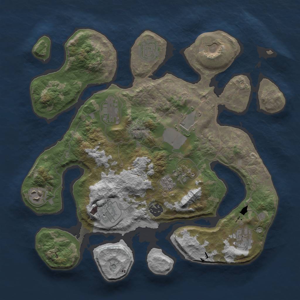 Rust Map: Barren, Size: 3500, Seed: 661914198, 13 Monuments