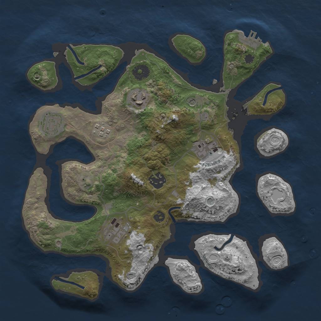 Rust Map: Procedural Map, Size: 3000, Seed: 825077896, 13 Monuments