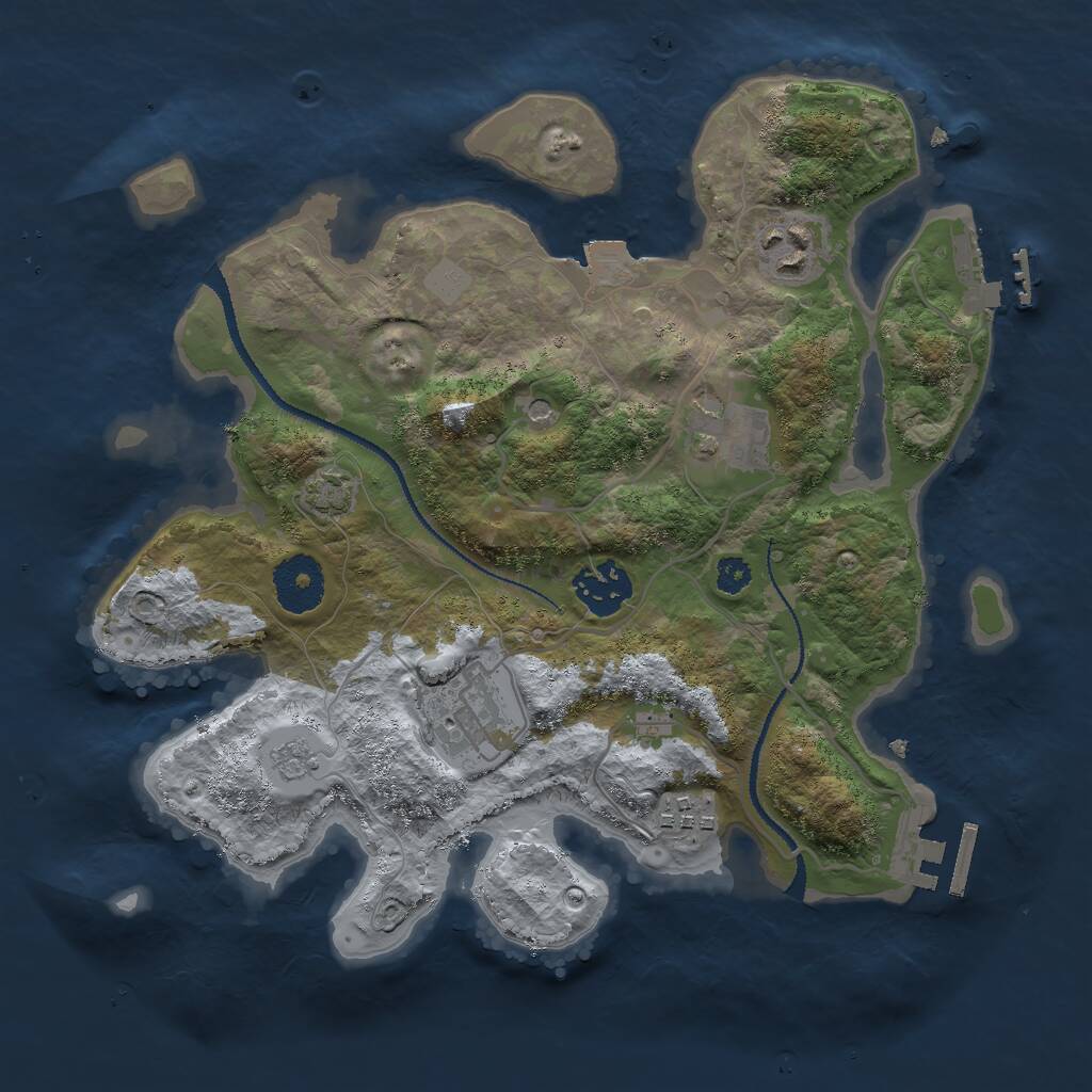 Rust Map: Procedural Map, Size: 3000, Seed: 434554355, 11 Monuments