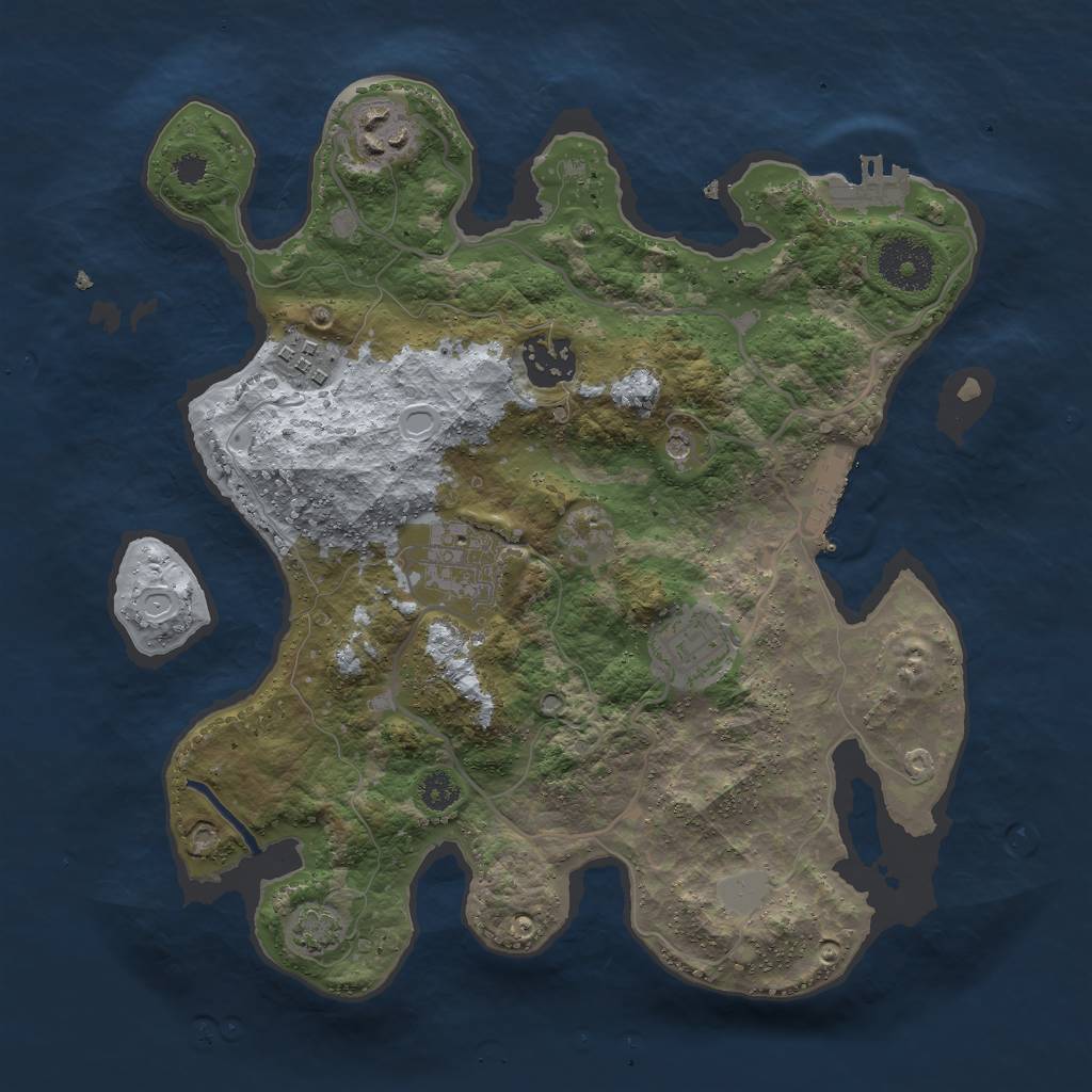 Rust Map: Procedural Map, Size: 3000, Seed: 1196766907, 12 Monuments