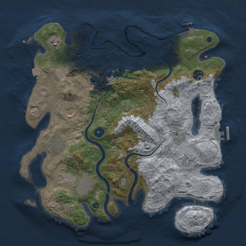 Rust Map: Procedural Map, Size: 3700, Seed: 159724027, 13 Monuments