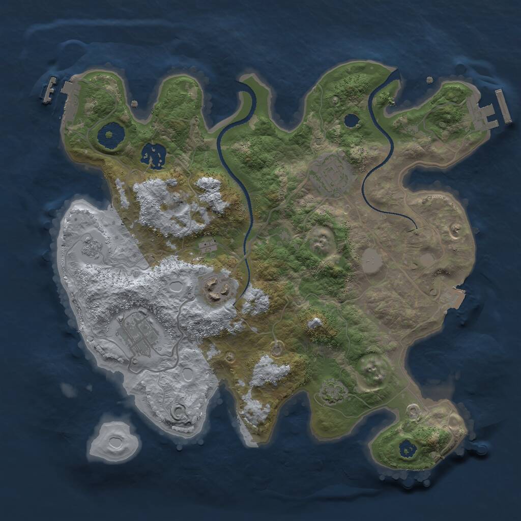 Rust Map: Procedural Map, Size: 3000, Seed: 2425783, 9 Monuments