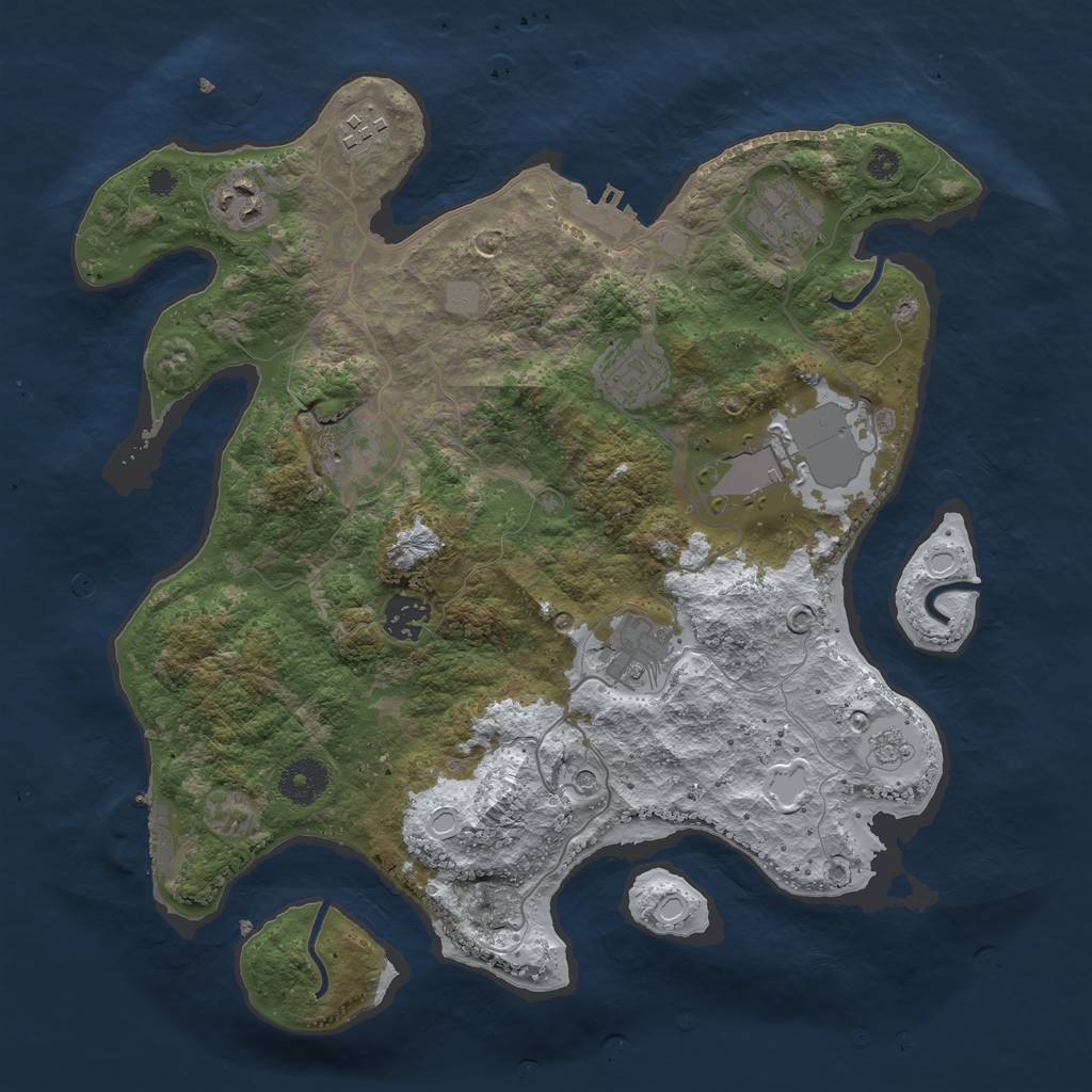 Rust Map: Procedural Map, Size: 3500, Seed: 836989563, 17 Monuments
