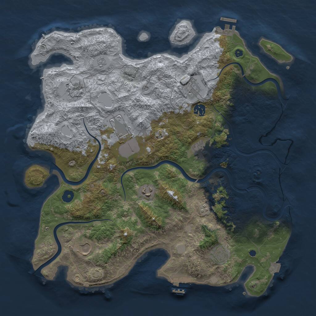 Rust Map: Procedural Map, Size: 3950, Seed: 166498844, 15 Monuments