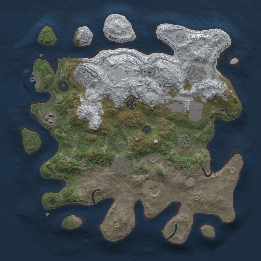Rust Map: Procedural Map, Size: 3500, Seed: 986587, 17 Monuments