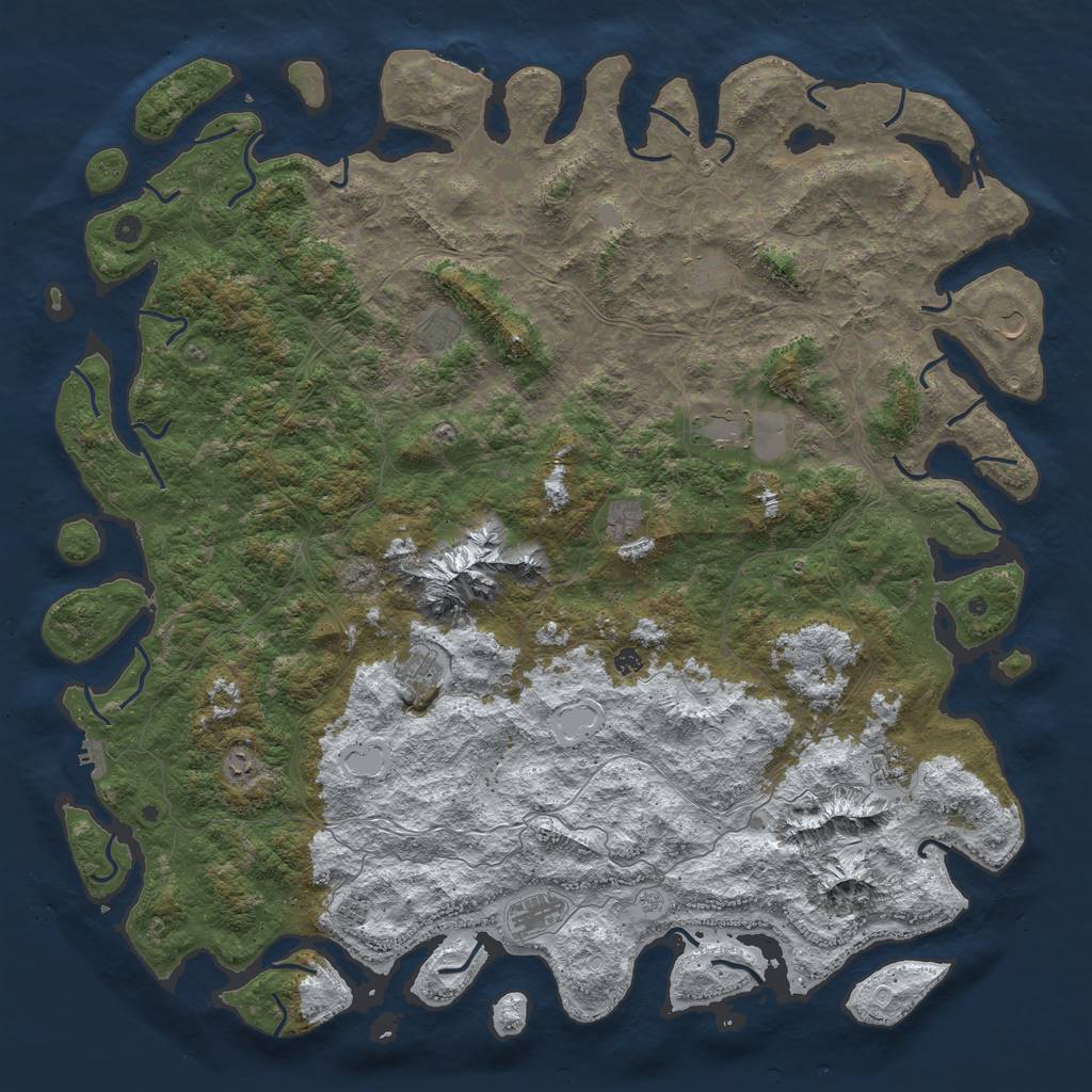 Rust Map: Procedural Map, Size: 6000, Seed: 1225, 20 Monuments