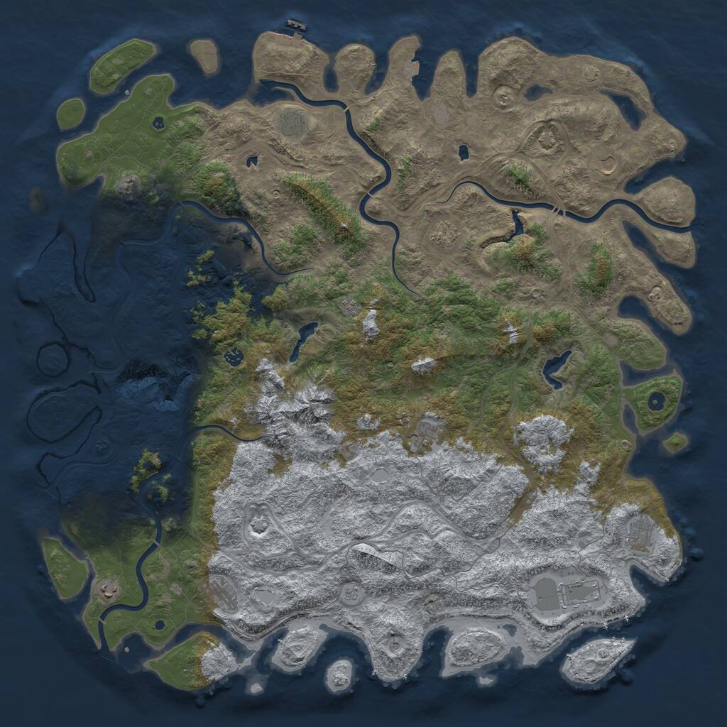 Rust Map: Procedural Map, Size: 6000, Seed: 1225, 17 Monuments