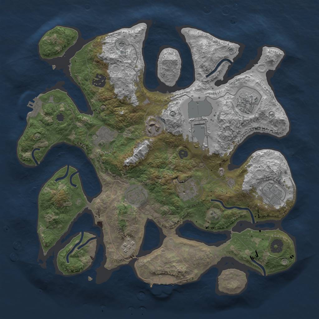 Rust Map: Procedural Map, Size: 3500, Seed: 1030185410, 17 Monuments