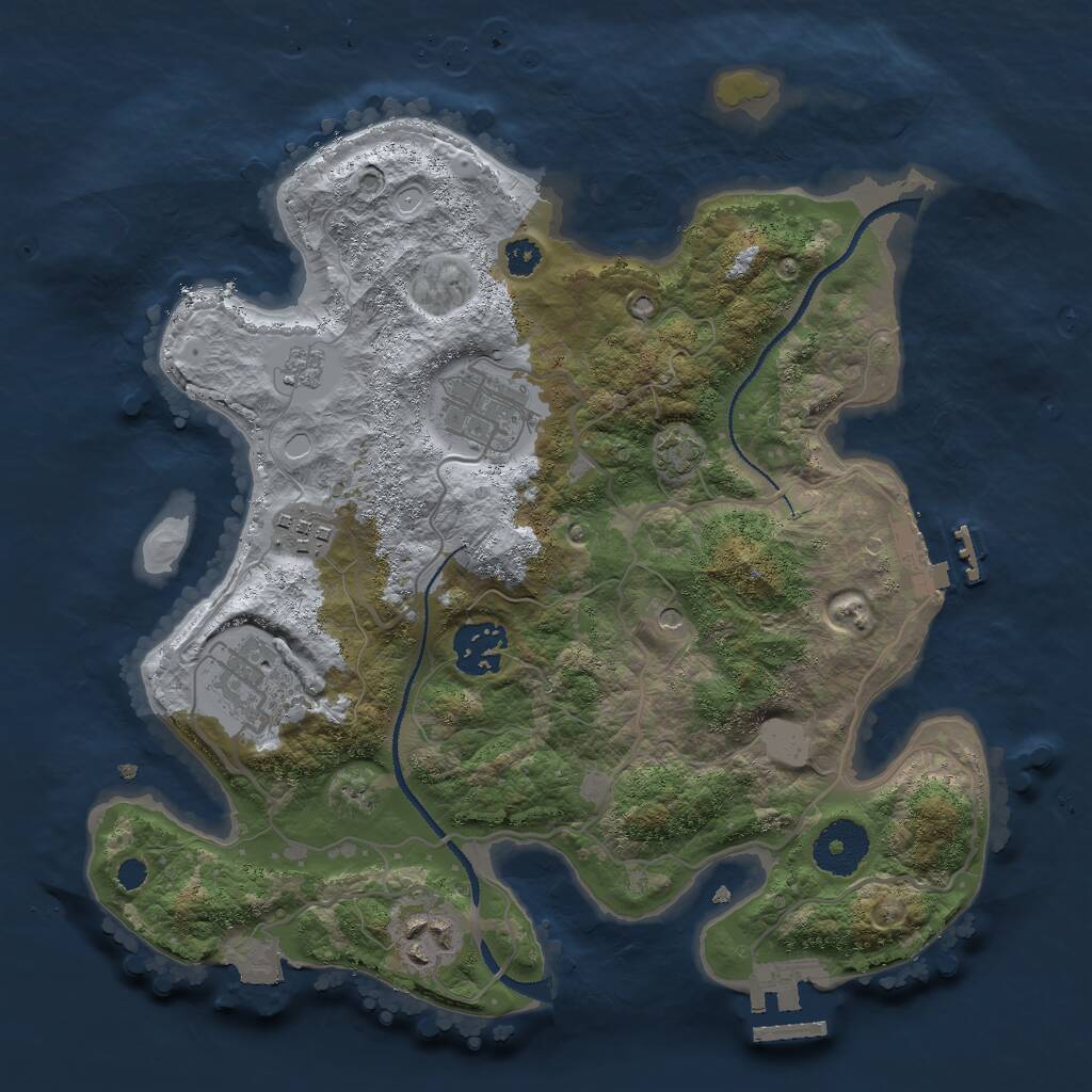 Rust Map: Procedural Map, Size: 3000, Seed: 223575151, 11 Monuments