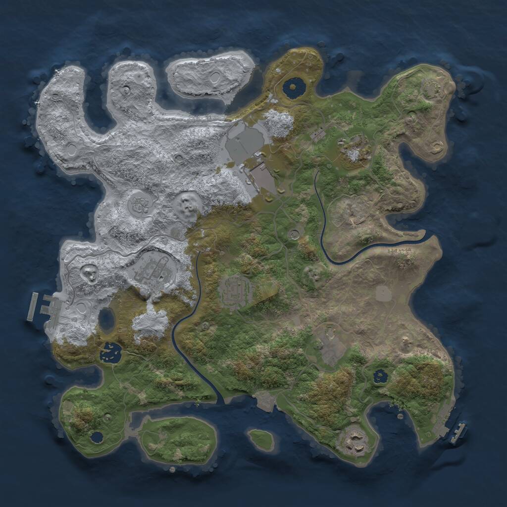 Rust Map: Procedural Map, Size: 3500, Seed: 457849537, 13 Monuments