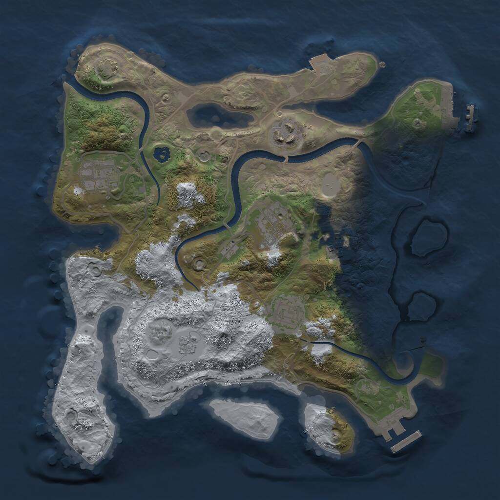 Rust Map: Procedural Map, Size: 3000, Seed: 547885, 11 Monuments