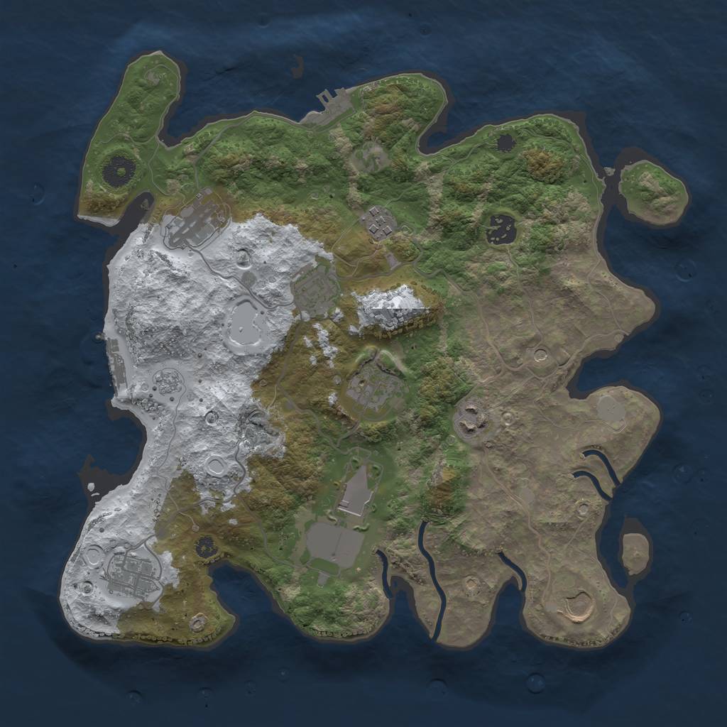Rust Map: Procedural Map, Size: 3500, Seed: 222991, 18 Monuments
