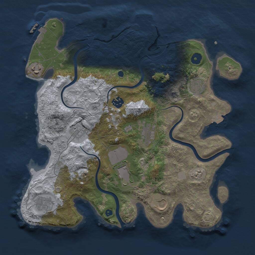 Rust Map: Procedural Map, Size: 3500, Seed: 222991, 15 Monuments