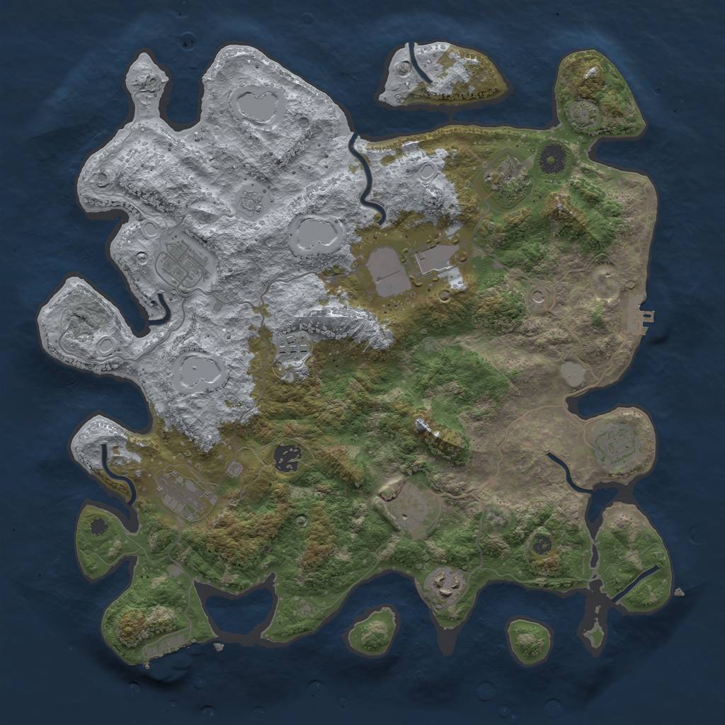 Rust Map: Procedural Map, Size: 3850, Seed: 1552336158, 17 Monuments