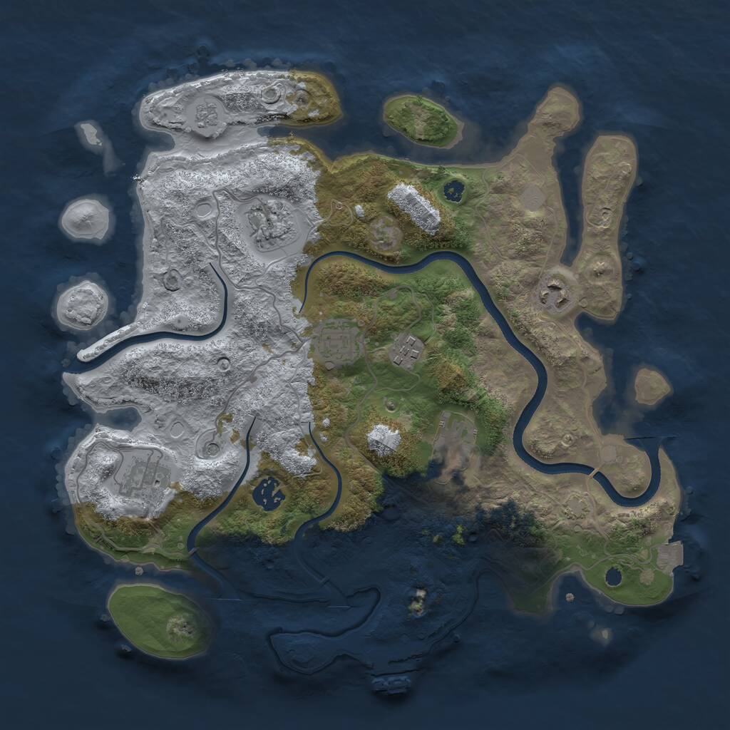 Rust Map: Procedural Map, Size: 3500, Seed: 2649, 12 Monuments