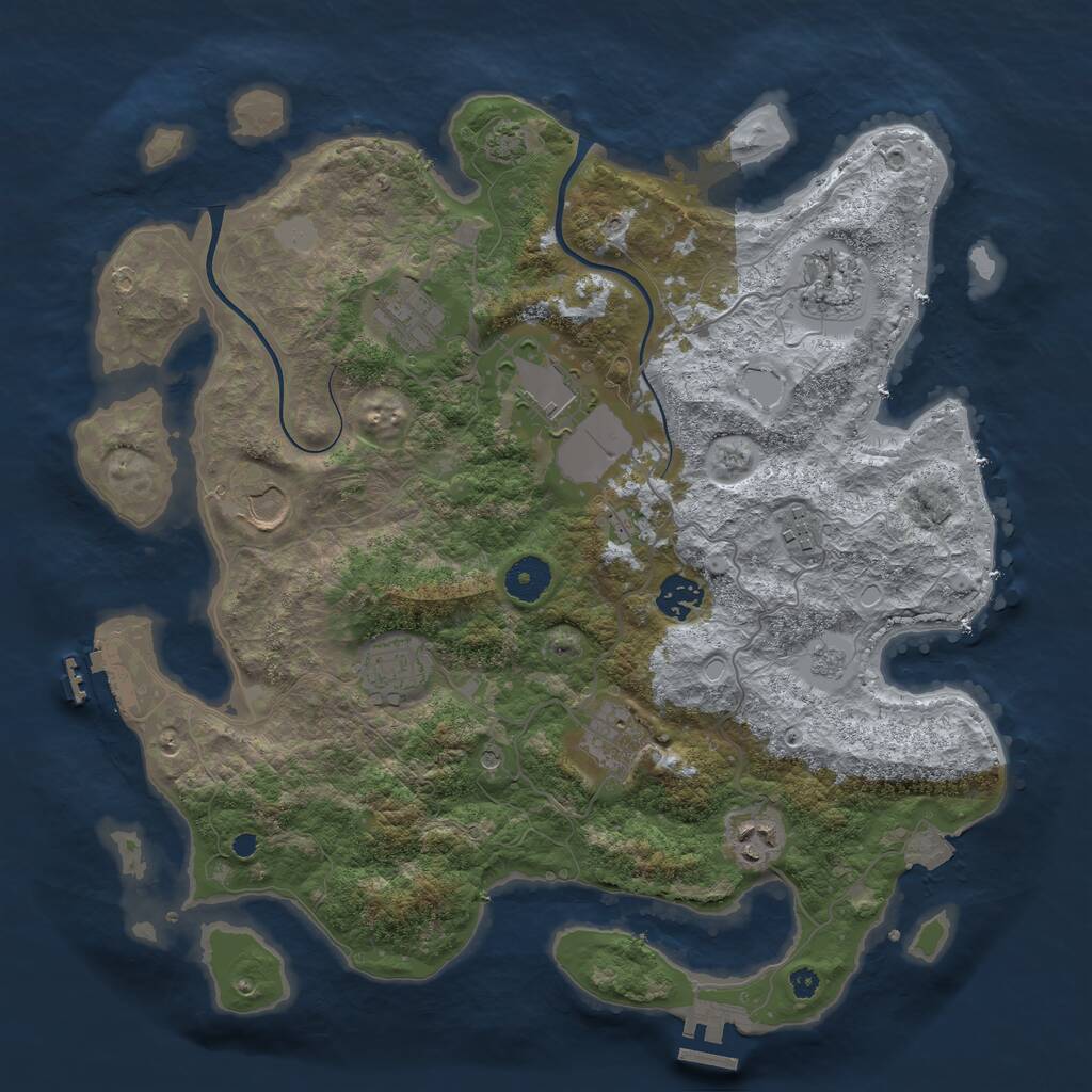 Rust Map: Procedural Map, Size: 3700, Seed: 247977268, 15 Monuments