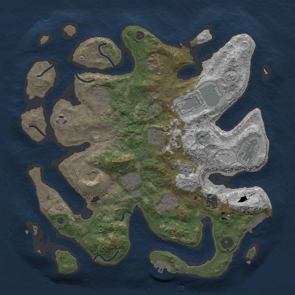 Rust Map: Procedural Map, Size: 3700, Seed: 247977268, 19 Monuments