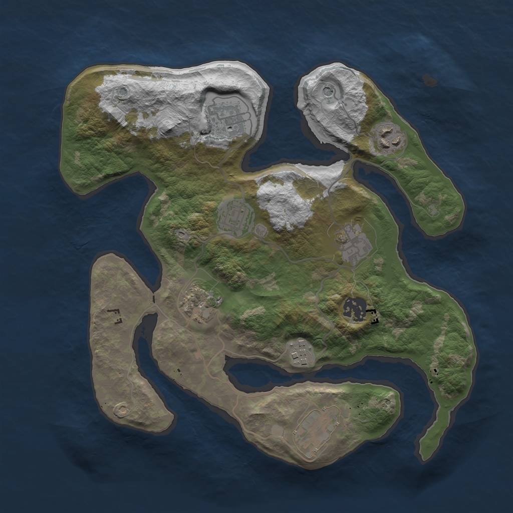 Rust Map: Barren, Size: 3100, Seed: 2094992127, 11 Monuments