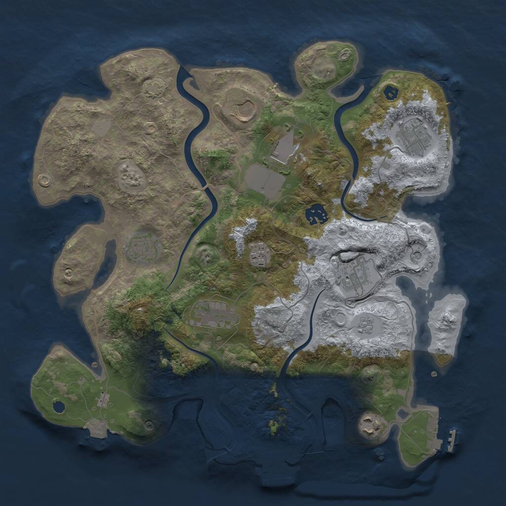 Rust Map: Procedural Map, Size: 3500, Seed: 1996045444, 15 Monuments