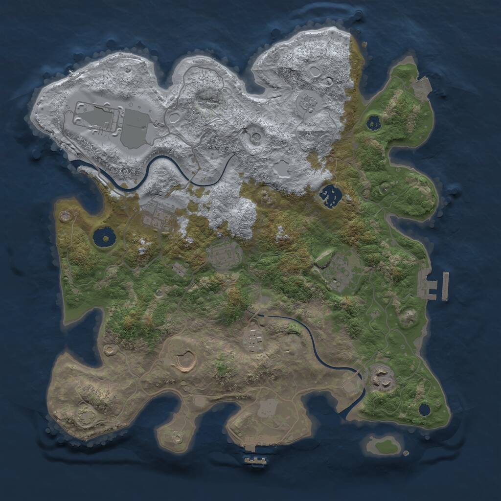 Rust Map: Procedural Map, Size: 3500, Seed: 62210471, 14 Monuments